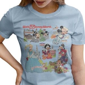 Magic Kingdom Walt Disney World Character Lands Retro Vintage-Look Tshirt Medium